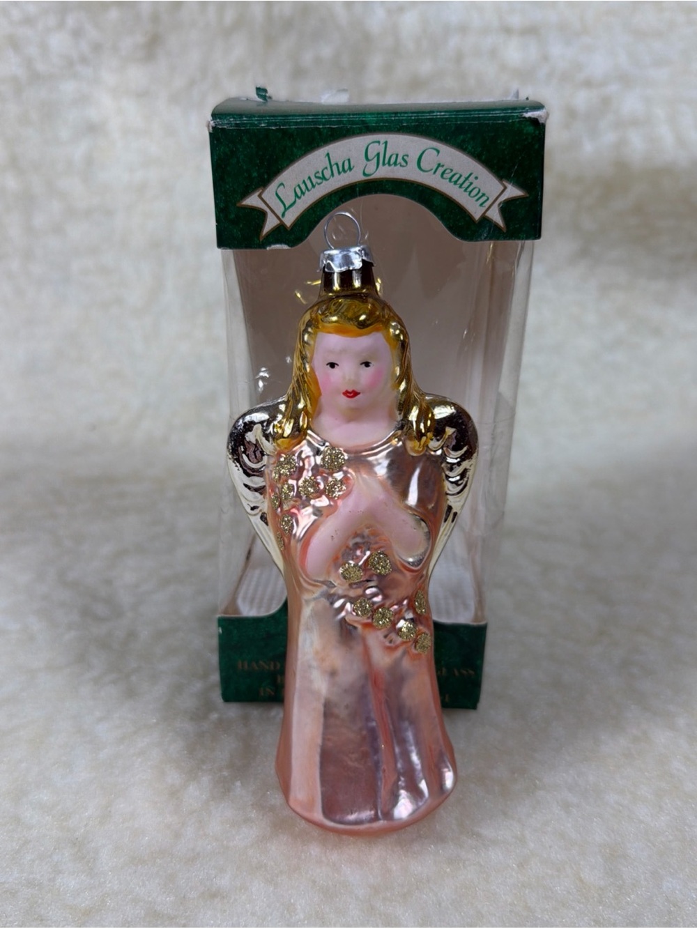 Krebs Lauscha Glas Creation Pink Glass Angel Ornament